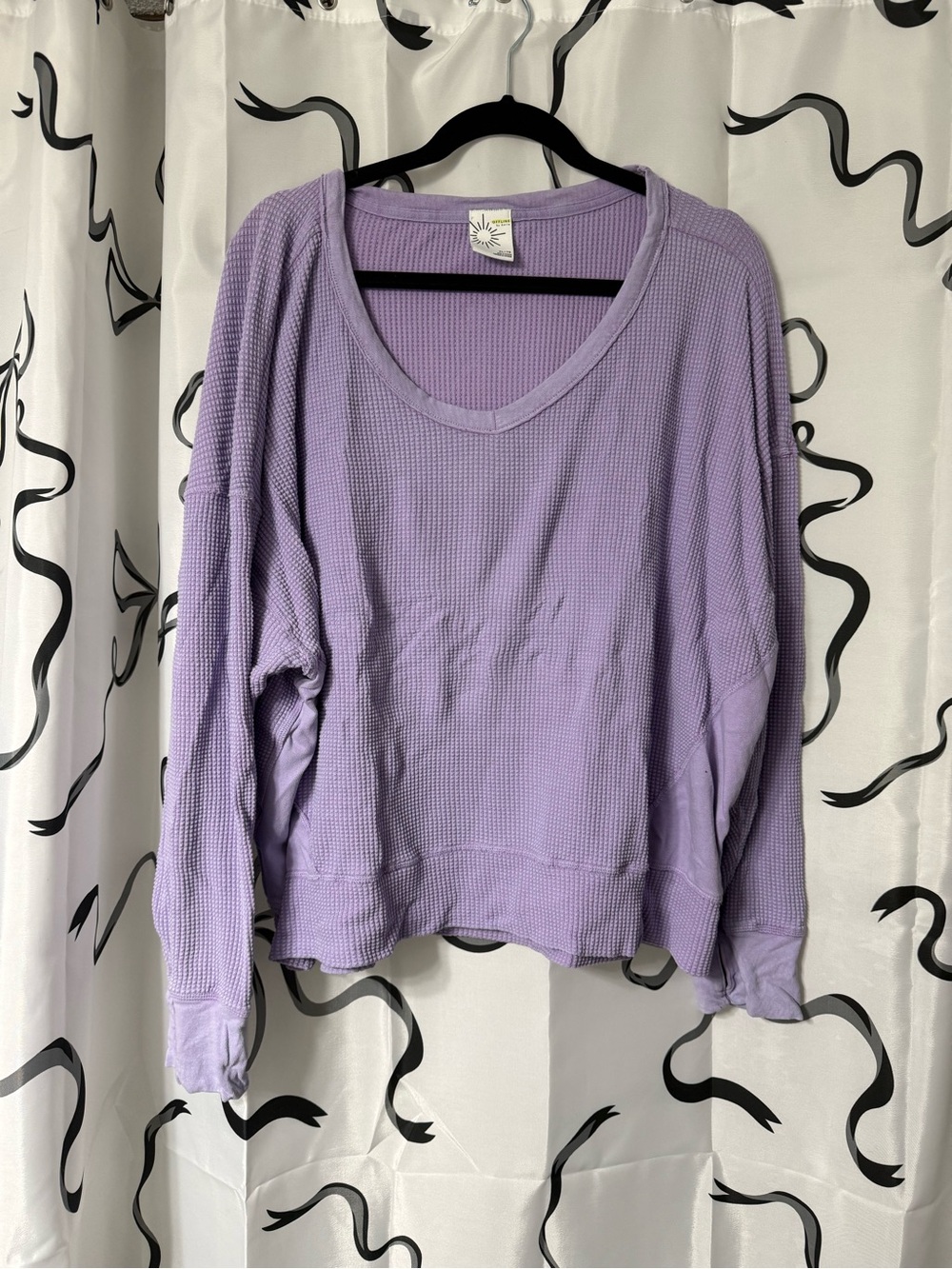 Offline by Aerie, Lavender Waffle-Knit Long-Sleeve Women’s Top. XL